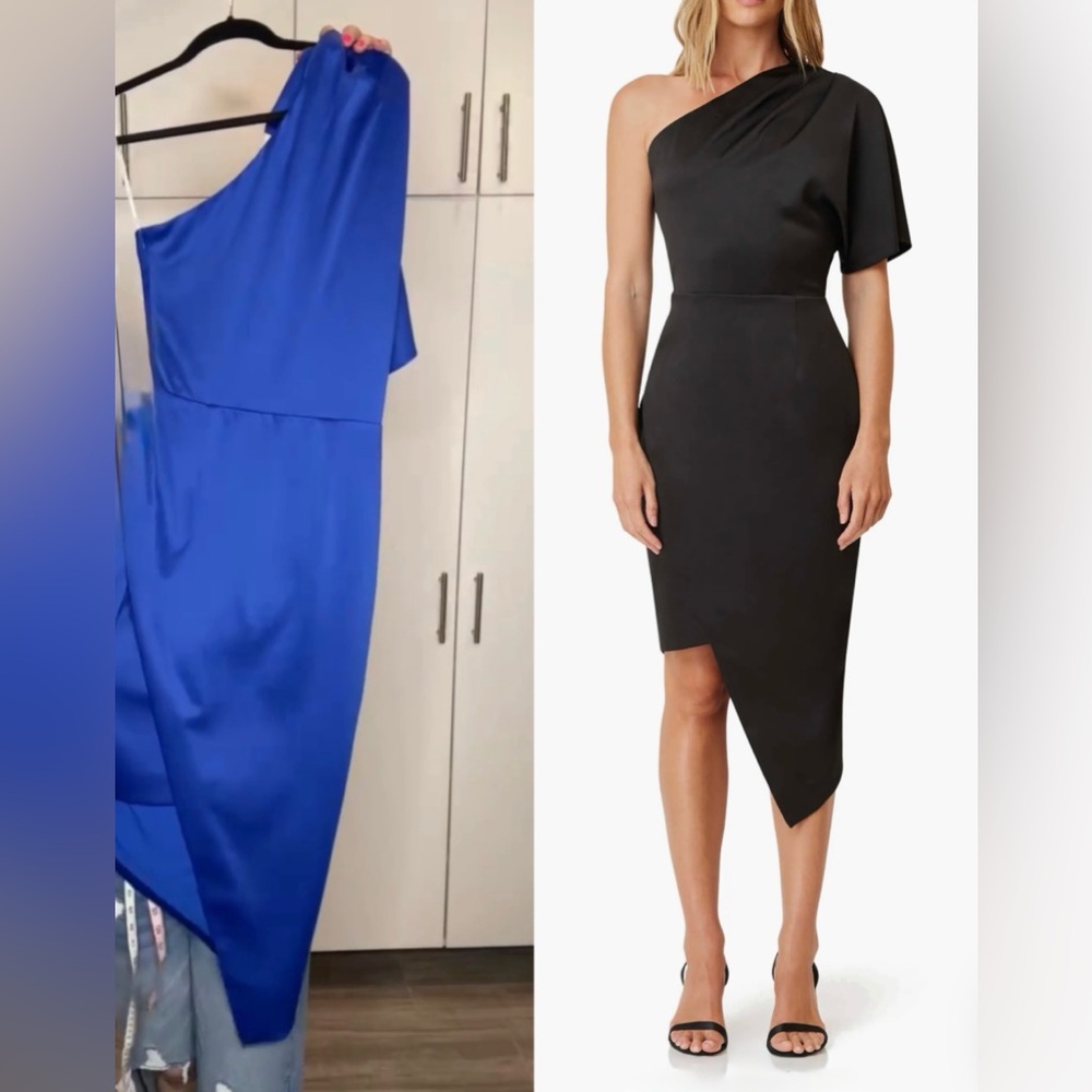 NWT Elliatt $198 BLUE Chiara One-Shoulder midi Dress Size Small